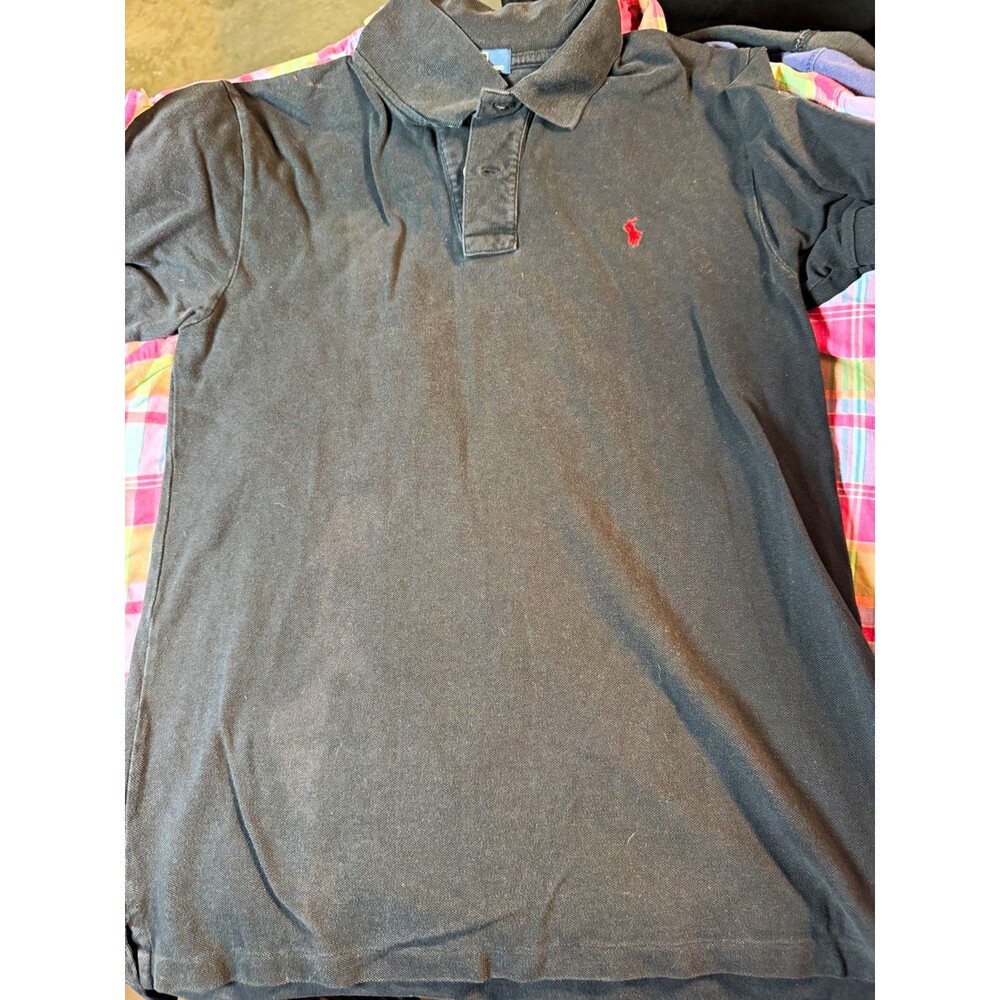 Polo by Ralph Lauren Men's XL Black Solid Cotton Knit Polo SS Polo Pony Logo